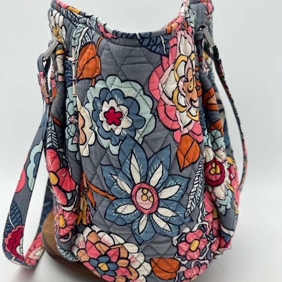 Vera Bradley Glenna Tropical Evening Tote Bag Purse Gray Pink Orange Floral - Picture 7 of 12